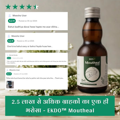 Ekdo Moutheal Ayurvedic Mouthwash | Helps in Oral Problems, White Patches & Mouth Opening | 15 Days Pack | Men & Women