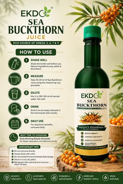 100% Natural Sea Buckthorn 500ML Pake of 2