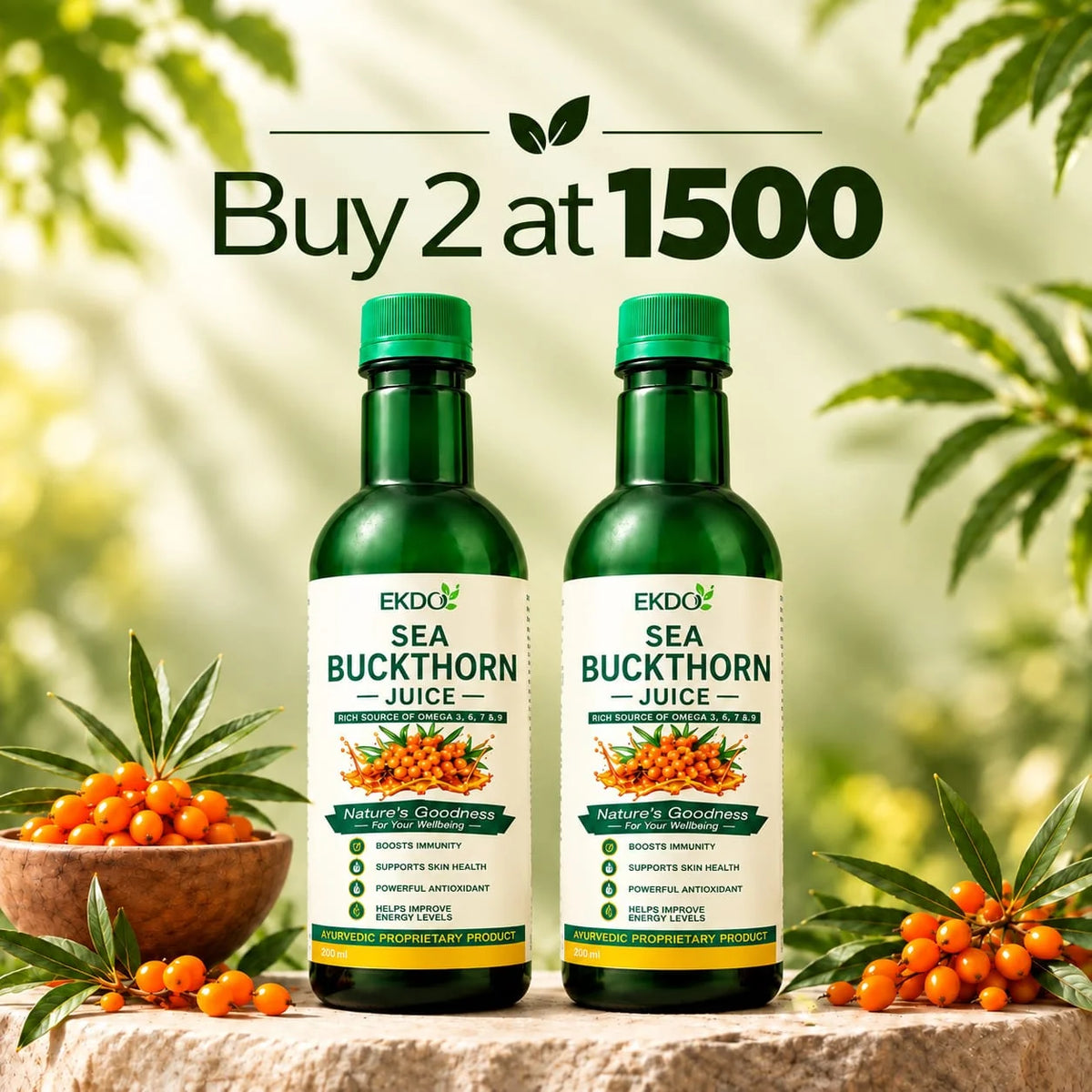 100% Natural Sea Buckthorn 500ML Pake of 2